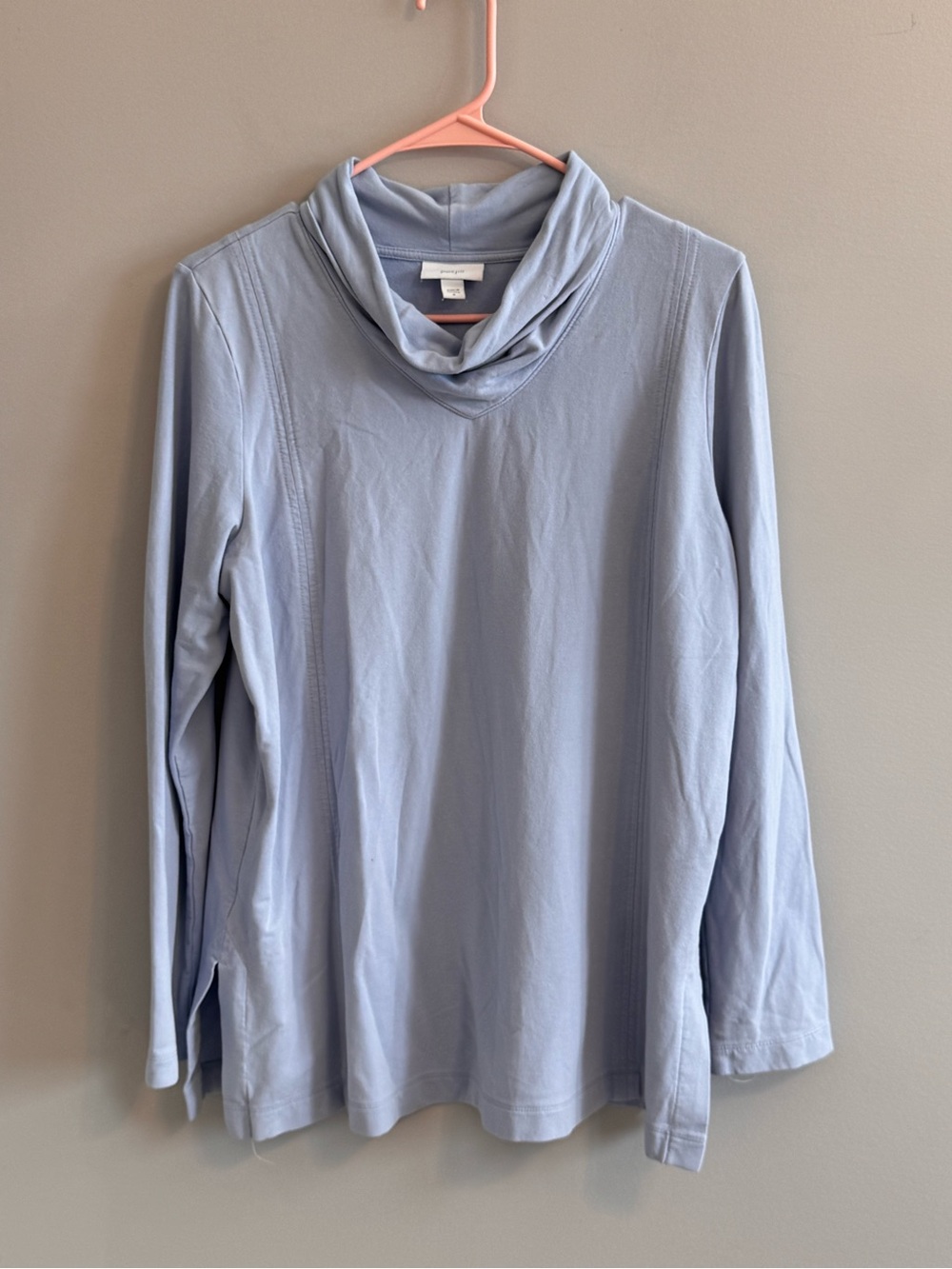 Pure Jill Women’s M Blue Cowl Neck Soft Stretch Top Pima Cotton Tencel Modal